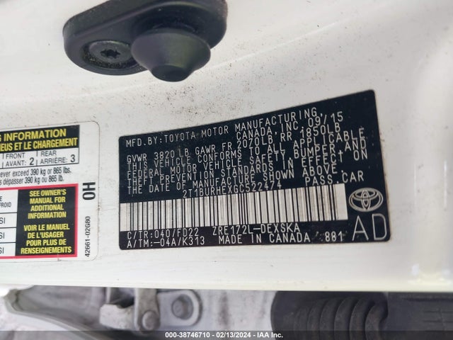Toyota Corolla S Plus 2016 2T1BURHEXGC522474 Image 9