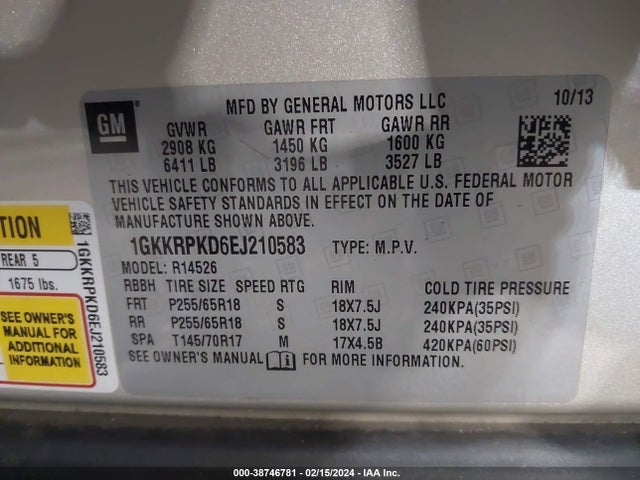GMC Acadia Sle-2 2014 1GKKRPKD6EJ210583 Image 9