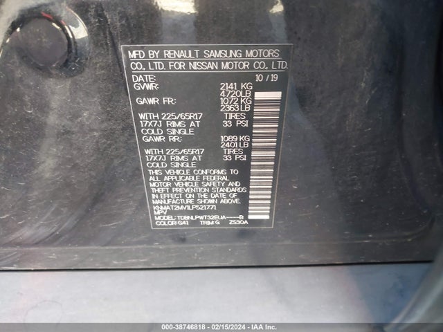 Nissan Rogue S Intelligent Awd 2020 KNMAT2MV1LP521771 Image 9