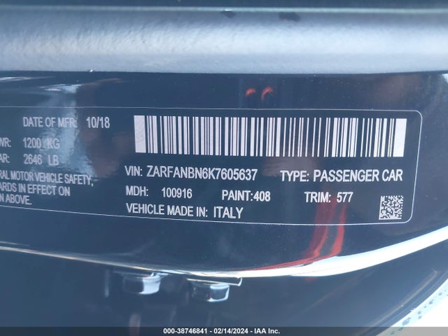 ZARFANBN6K7605637 Alfa Romeo Giulia Ti Lusso Awd