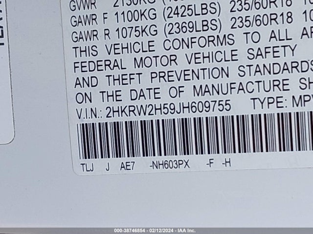 Honda CR-V EX 2018 2HKRW2H59JH609755 Image 9