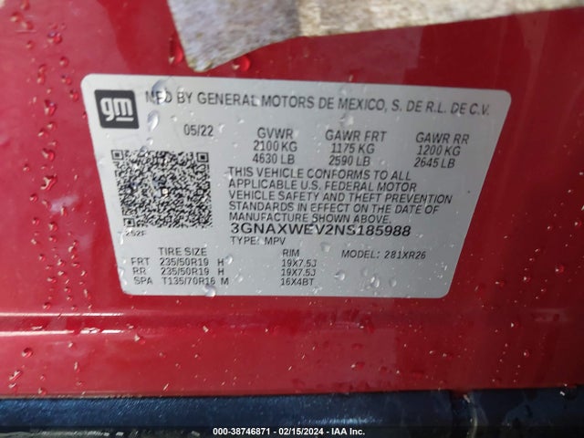 Chevrolet Equinox Awd Rs 2022 3GNAXWEV2NS185988 Image 9