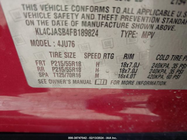 KL4CJASB4FB189824 Buick Encore