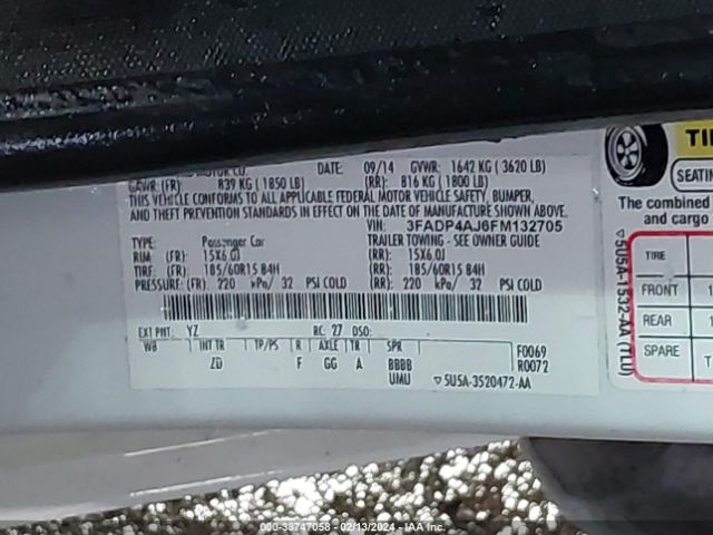 3FADP4AJ6FM132705 Ford FIESTA S