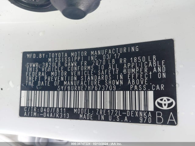 Toyota COROLLA LE 2017 5YFBURHE7HP673709 Image 9