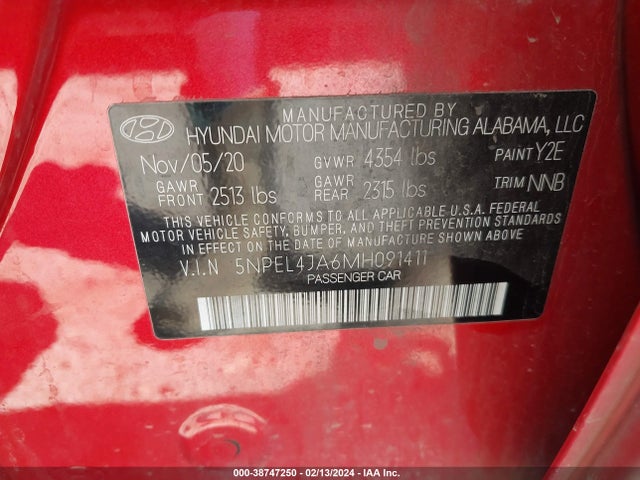 Hyundai SONATA SEL 2021 5NPEL4JA6MH091411 Image 9
