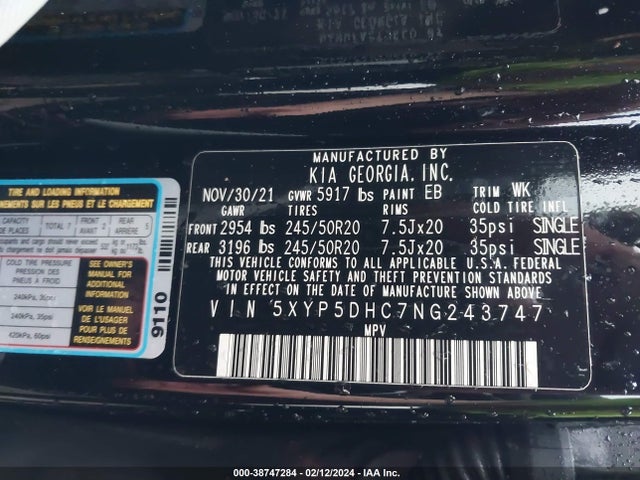 KIA Telluride Sx 2022 5XYP5DHC7NG243747 Image 9