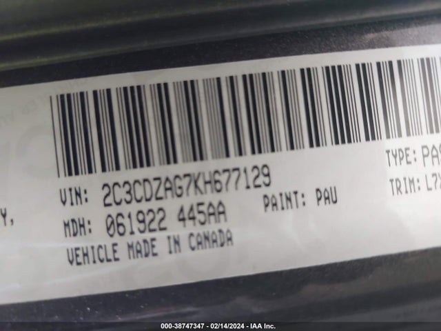 Dodge Challenger Sxt 2019 2C3CDZAG7KH677129 Image 9