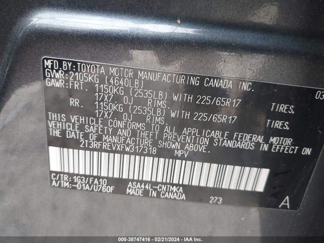 Toyota Rav4 Xle 2015 2T3RFREVXFW317318 Image 9