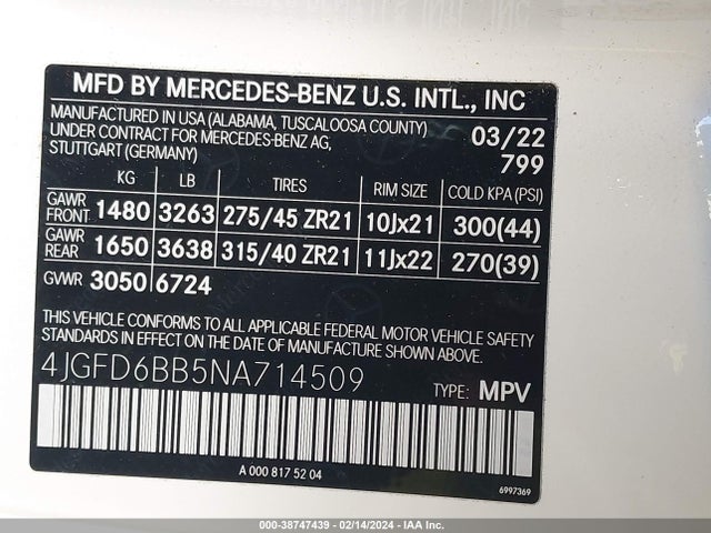 4JGFD6BB5NA714509 Mercedes-Benz Amg Gle 53 Coupe 4matic
