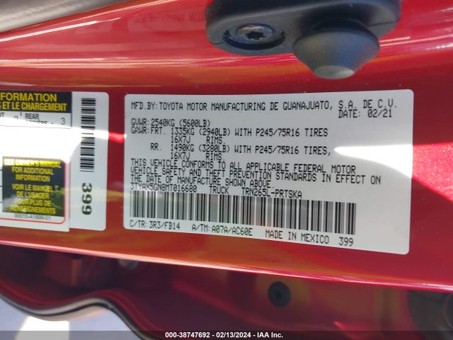 Toyota Tacoma Sr 2021 3TYAX5GN8MT016680 Image 9