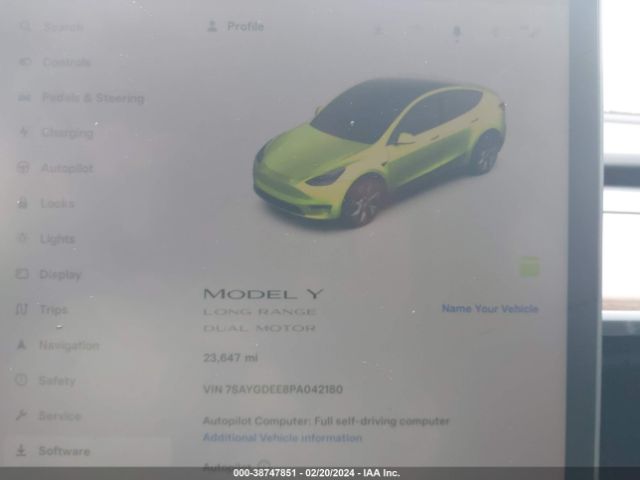 7SAYGDEE8PA042180 Tesla Model Y Awd/long Range Dual Motor All-wheel Drive