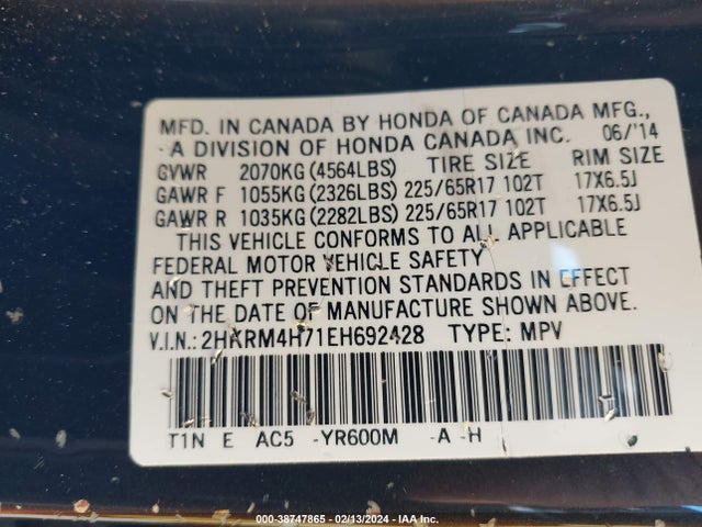 Honda Cr-v Ex-l 2014 2HKRM4H71EH692428 Image 9