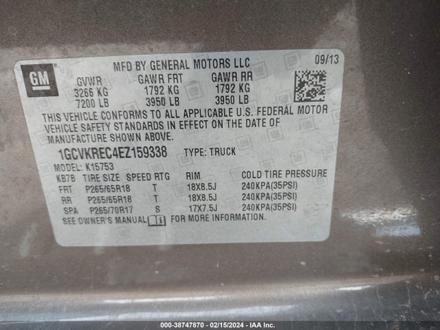 Chevrolet Silverado 1500 2lt 2014 1GCVKREC4EZ159338 Image 9