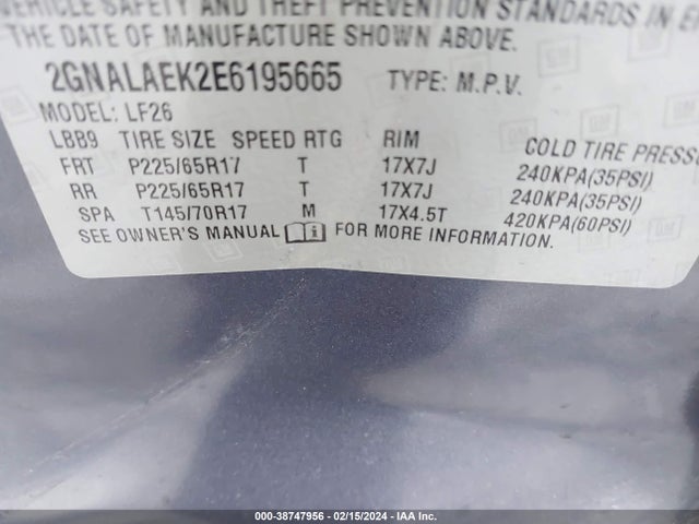 Chevrolet EQUINOX LS 2014 2GNALAEK2E6195665 Image 9