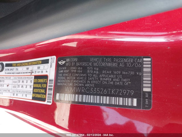2006 MINI COOPER WMWRC33526TK72979 Photo 8
