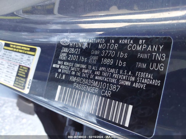 Hyundai Venue Denim 2021 KMHRC8A35MU101387 Image 9