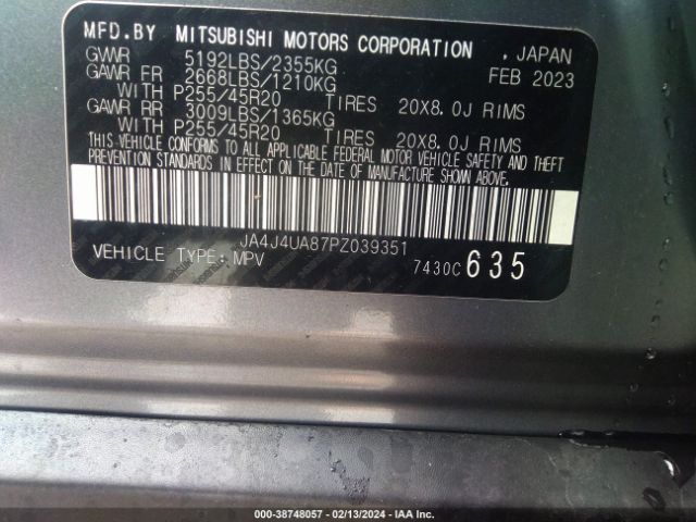 JA4J4UA87PZ039351 Mitsubishi Outlander Se 2.5 S-awc