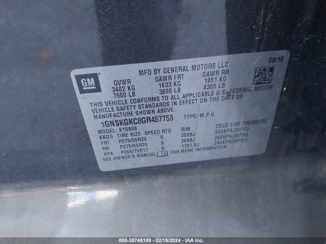 Chevrolet Suburban Ls 2016 1GNSKGKC8GR457753 Image 9