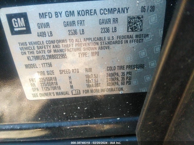 Chevrolet Trailblazer Awd Rs 2021 KL79MUSL2MB022955 Image 9