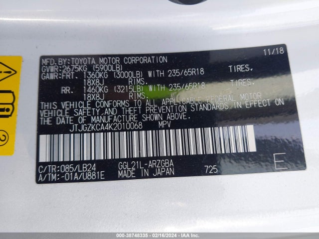 Lexus Rx 350l Premium 2019 JTJGZKCA4K2010068 Image 9