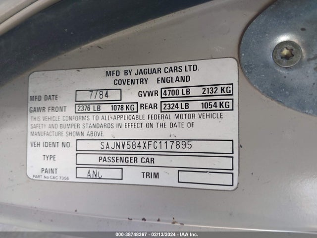 1985 JAGUAR XJS SAJNV584XFC117895 Photo 8