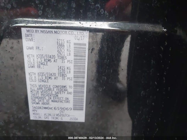 Nissan Pathfinder Platinum 2017 5N1DR2MM0HC659069 Image 9