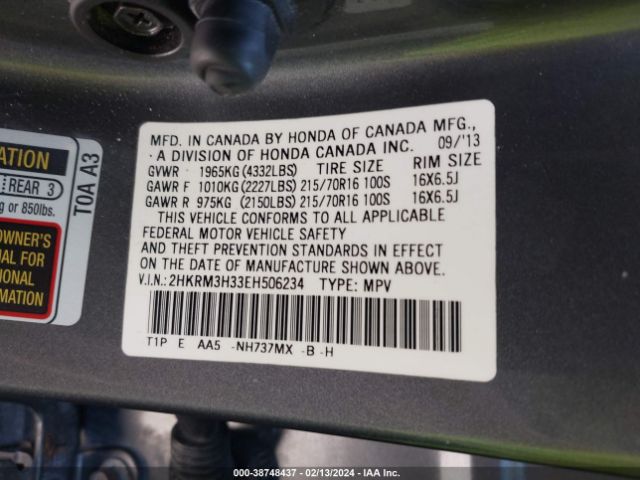 2HKRM3H33EH506234 Honda CR-V LX