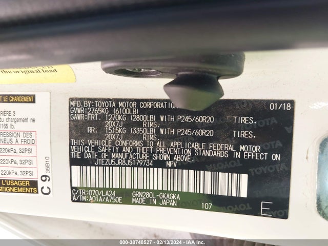 Toyota 4runner Limited 2018 JTEZU5JR8J5179734 Image 9