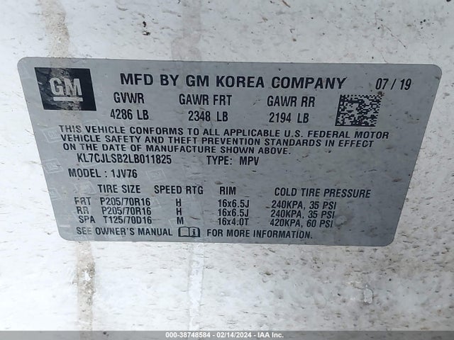 Chevrolet Trax Fwd Lt 2020 KL7CJLSB2LB011825 Image 9