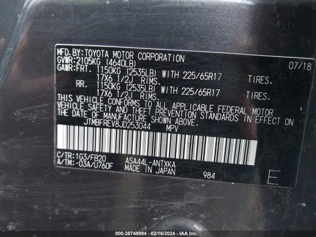 Toyota RAV4 LE 2018 JTMBFREV8JD253044 Image 9