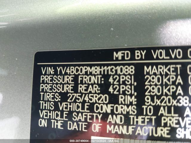 2017 VOLVO XC90 HYBRID YV4BC0PM8H1131088 Photo 8