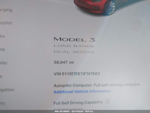 Tesla Model 3 Long Range/performance 2018 5YJ3E1EB7JF147563 Image 7