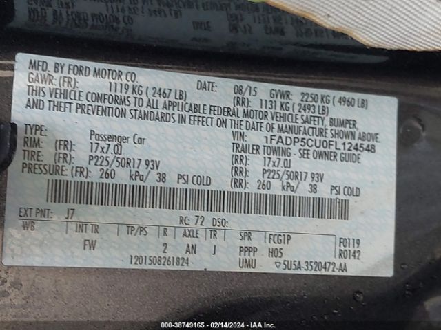 1FADP5CU0FL124548 Ford C-max Energi Sel