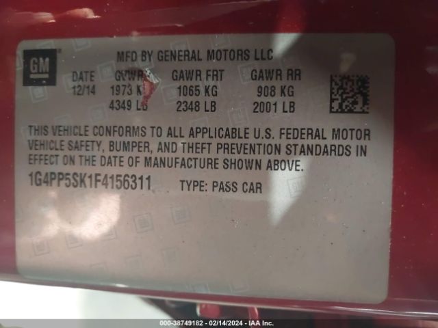 1G4PP5SK1F4156311 Buick Verano