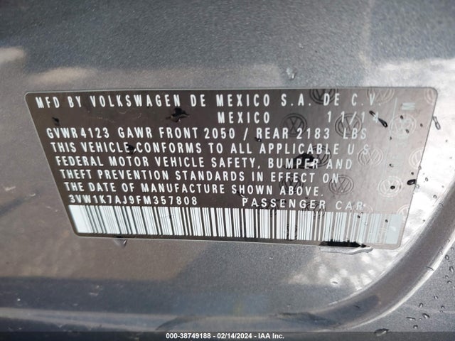 3VW1K7AJ9FM357808 Volkswagen Jetta 2.0l S