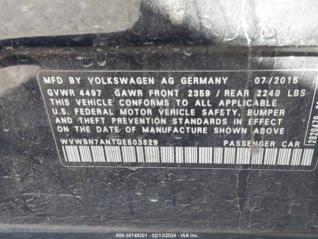 WVWBN7AN1GE503529 Volkswagen Cc 2.0t Sport
