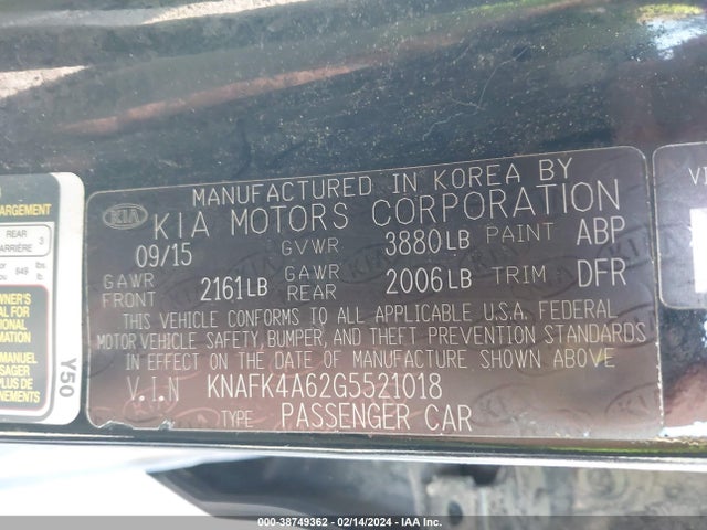 KIA FORTE LX 2016 KNAFK4A62G5521018 Image 9