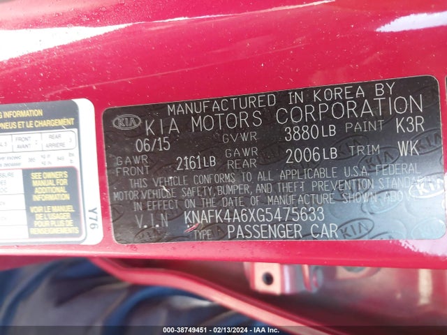 KIA FORTE LX 2016 KNAFK4A6XG5475633 Image 9