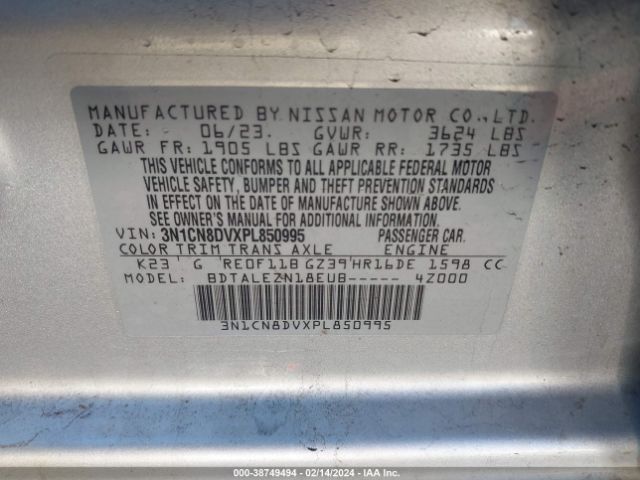 3N1CN8DVXPL850995 Nissan Versa 1.6 S Xtronic Cvt