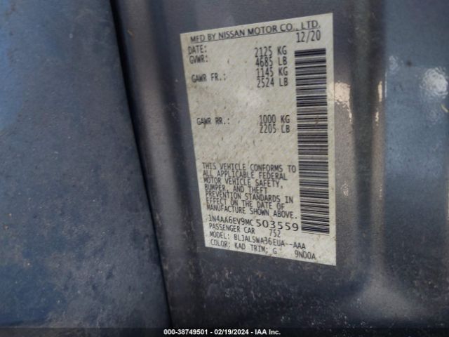 1N4AA6EV9MC503559 Nissan Maxima Sr Xtronic Cvt