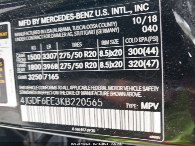 4JGDF6EE3KB220565 Mercedes-Benz Gls 450 4matic