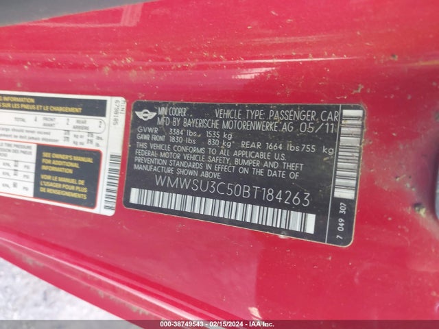 2011 MINI COOPER WMWSU3C50BT184263 Photo 8
