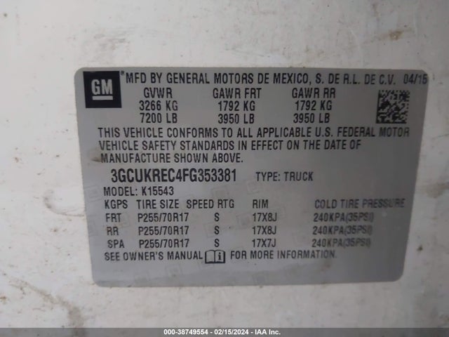 Chevrolet Silverado 1500 1lt 2015 3GCUKREC4FG353381 Image 9