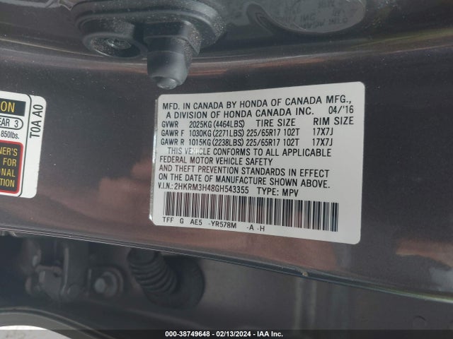 Honda CR-V SE 2016 2HKRM3H48GH543355 Image 9