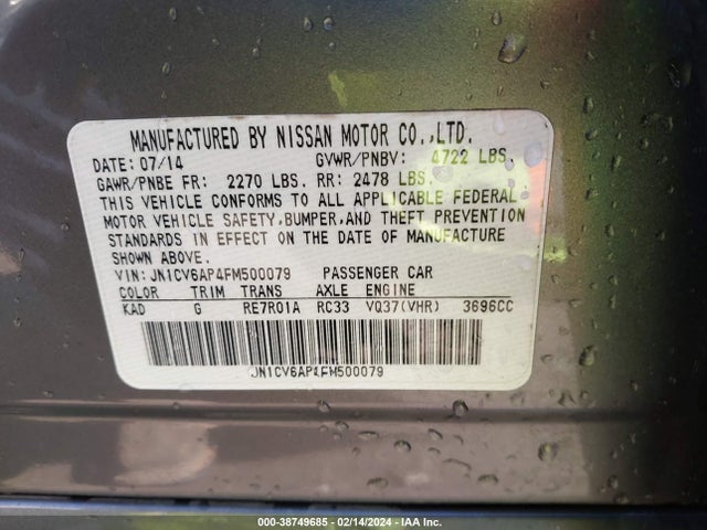 Infiniti Q40 2015 JN1CV6AP4FM500079 Image 9