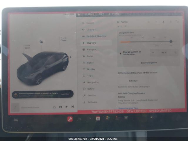 7SAYGAEE4PF782438 Tesla Model Y Awd/long Range Dual Motor All-wheel Drive