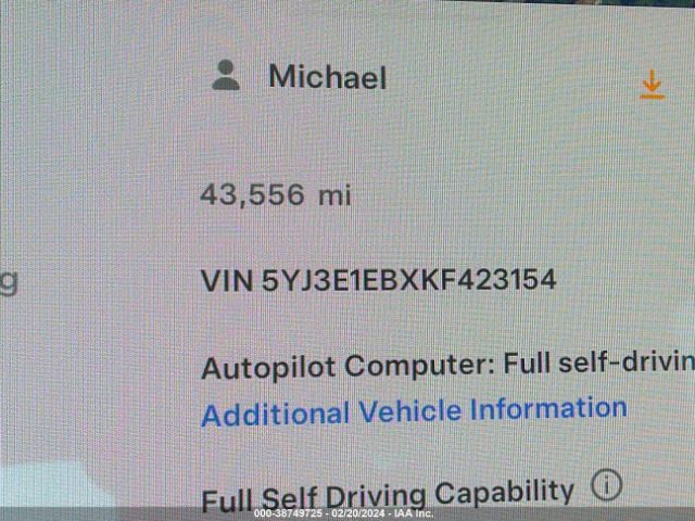 5YJ3E1EBXKF423154 Tesla Model 3 Long Range/performance