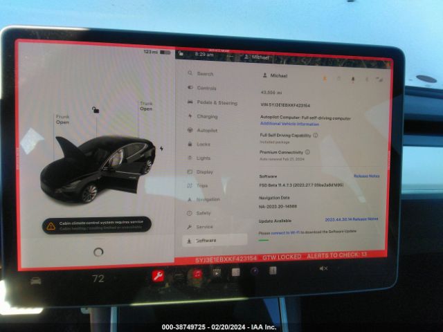 5YJ3E1EBXKF423154 Tesla Model 3 Long Range/performance
