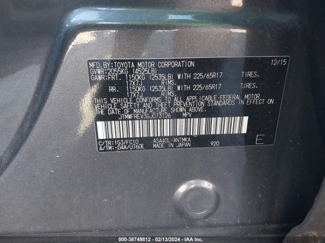Toyota Rav4 Xle 2016 JTMWFREV3GJ073126 Image 9